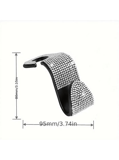 Sparkling Rhinestone Car Headrest Hook- Fashionable Car Wallet/Purse Hanger With Adjustable Strap- Luxury Car Interior Accessory Suitable For Men And Women, Perfect For Handbags, Wallets And Shoppin