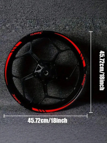 Sports Racing Wheel Rim Stickers, Universal Motorcycle & Car Wheel Rim Decorative Vinyl Stickers, Waterproof Self-Adhesive Flexible Strip Wheel Rim Decor, Multi-Color Options, Suitable For Most Vehicl