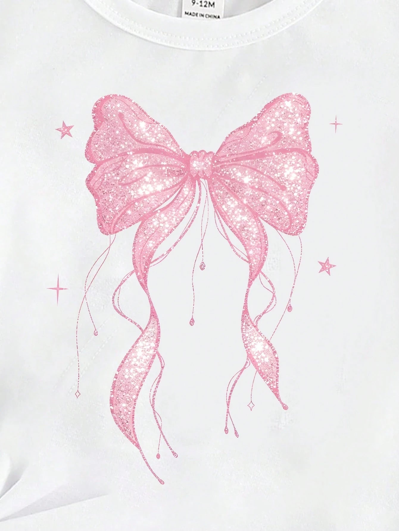 Spring And Summer Infant Girls Casual Fashion Creative Personalized Refreshing Simple Cute Kawaii Cartoon Pink Bow Love Pattern Print Casual Style Basic Short T-Shirt Comfortable Daily Wear Cozy Summe
