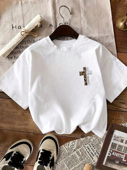Spring & Summer Casual Stylish Creative Personalized Fresh Simple Cute Cropped T-Shirt, Comfortable Daily Wear For Infants And Toddlers