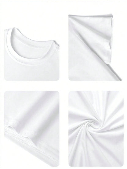 Spring & Summer Casual Stylish Creative Personalized Fresh Simple Cute Cropped T-Shirt, Comfortable Daily Wear For Infants And Toddlers