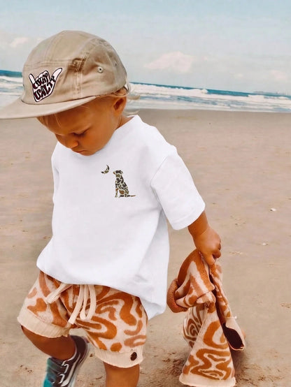Spring & Summer Casual Stylish Creative Personalized Fresh Simple Cute Cropped T-Shirt, Comfortable Daily Wear For Infants And Toddlers