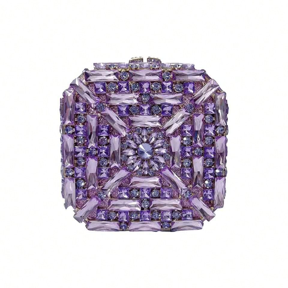 Square Glass Rhinestone Evening Purses Crystal Women Wedding Prom Clutches Bags Diamond Dinner Banquet Handbags Bags