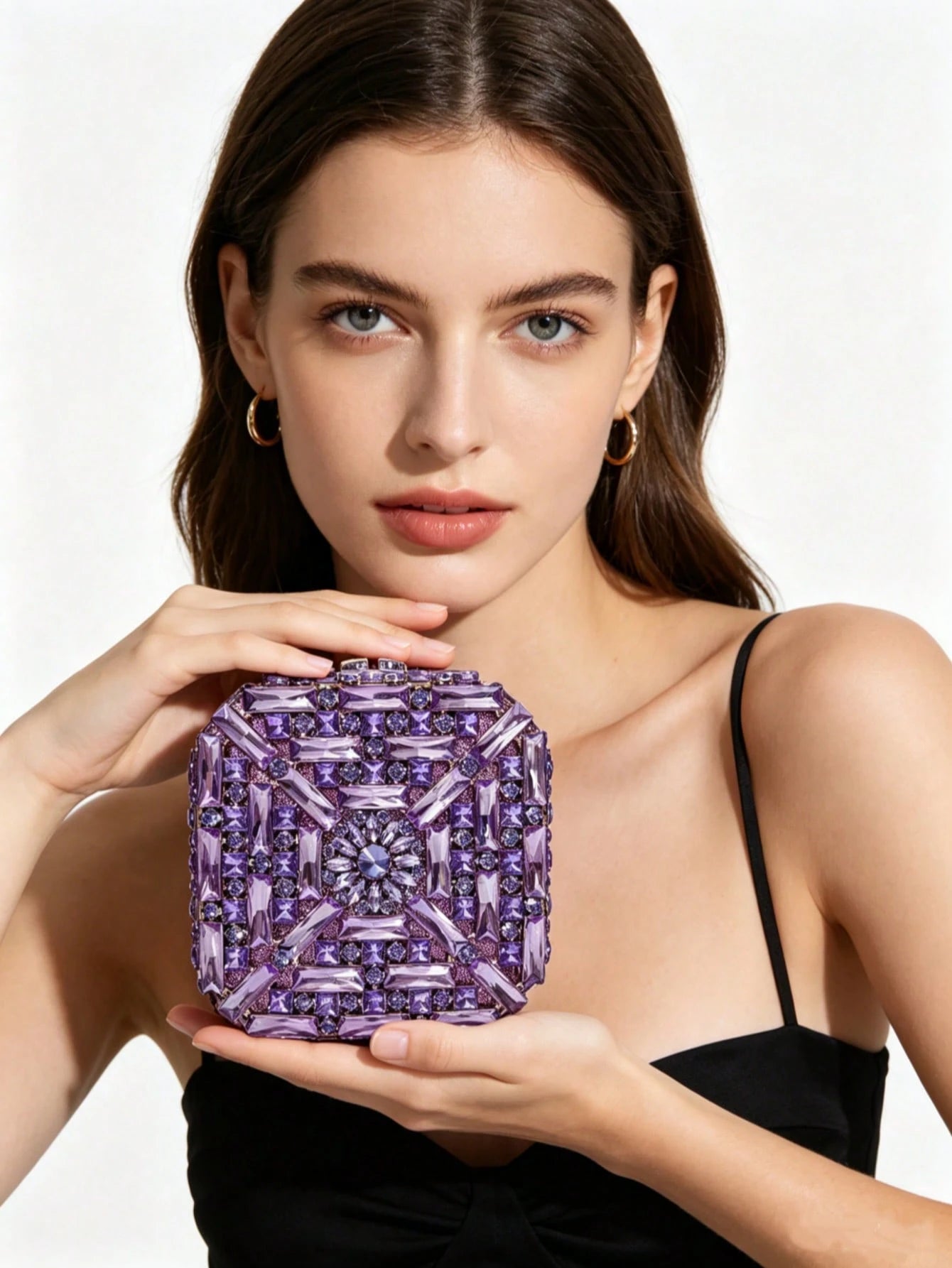 Square Glass Rhinestone Evening Purses Crystal Women Wedding Prom Clutches Bags Diamond Dinner Banquet Handbags Bags