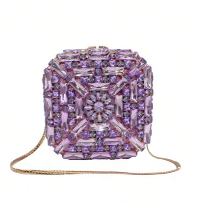 Square Glass Rhinestone Evening Purses Crystal Women Wedding Prom Clutches Bags Diamond Dinner Banquet Handbags Bags