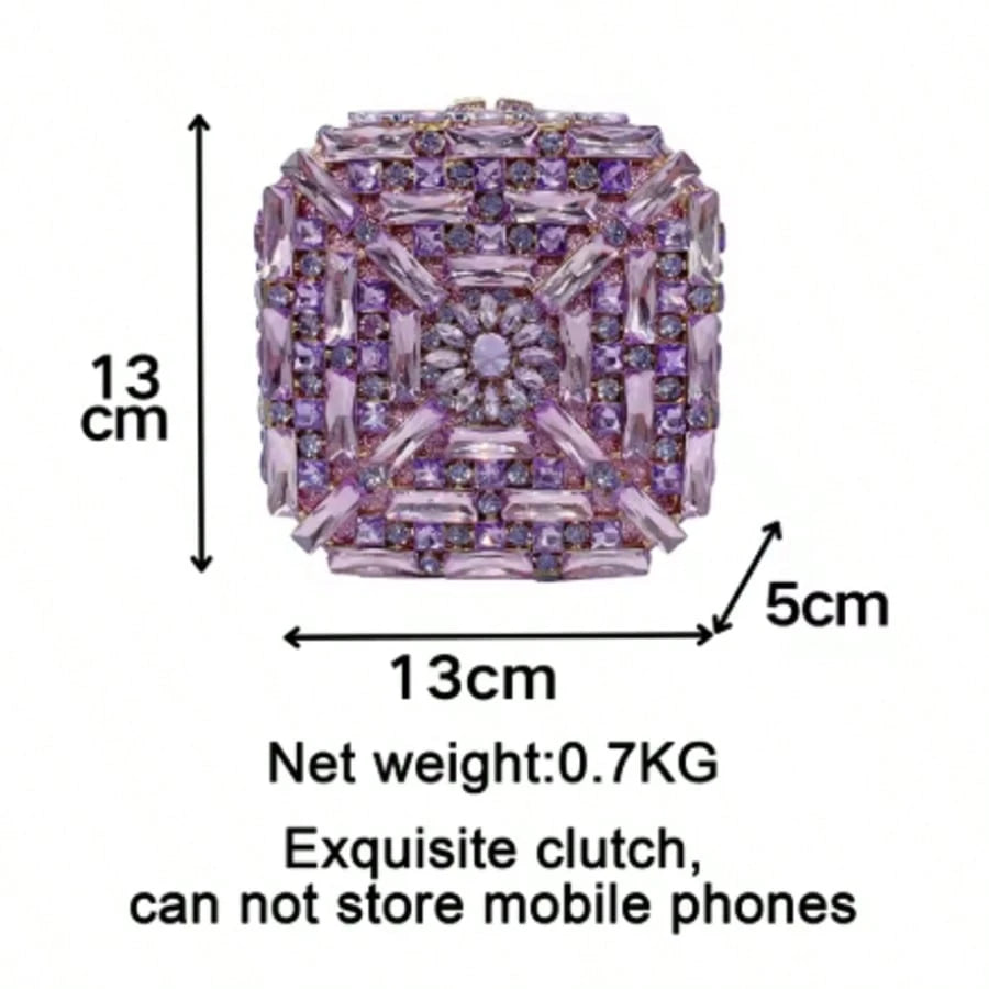 Square Glass Rhinestone Evening Purses Crystal Women Wedding Prom Clutches Bags Diamond Dinner Banquet Handbags Bags