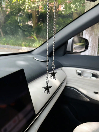 Star & Moon Car Hanging Ornament Creative Alloy Star Moon Car Interior Hanging Decor Car Decoration Pendant