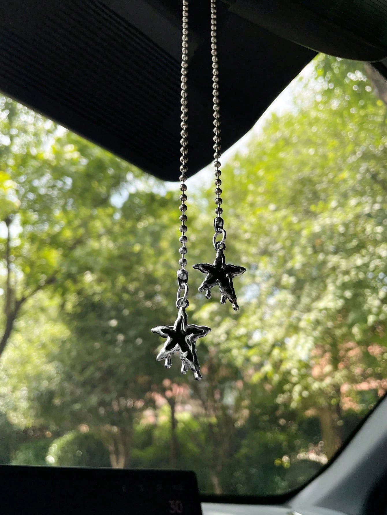 Star & Moon Car Hanging Ornament Creative Alloy Star Moon Car Interior Hanging Decor Car Decoration Pendant