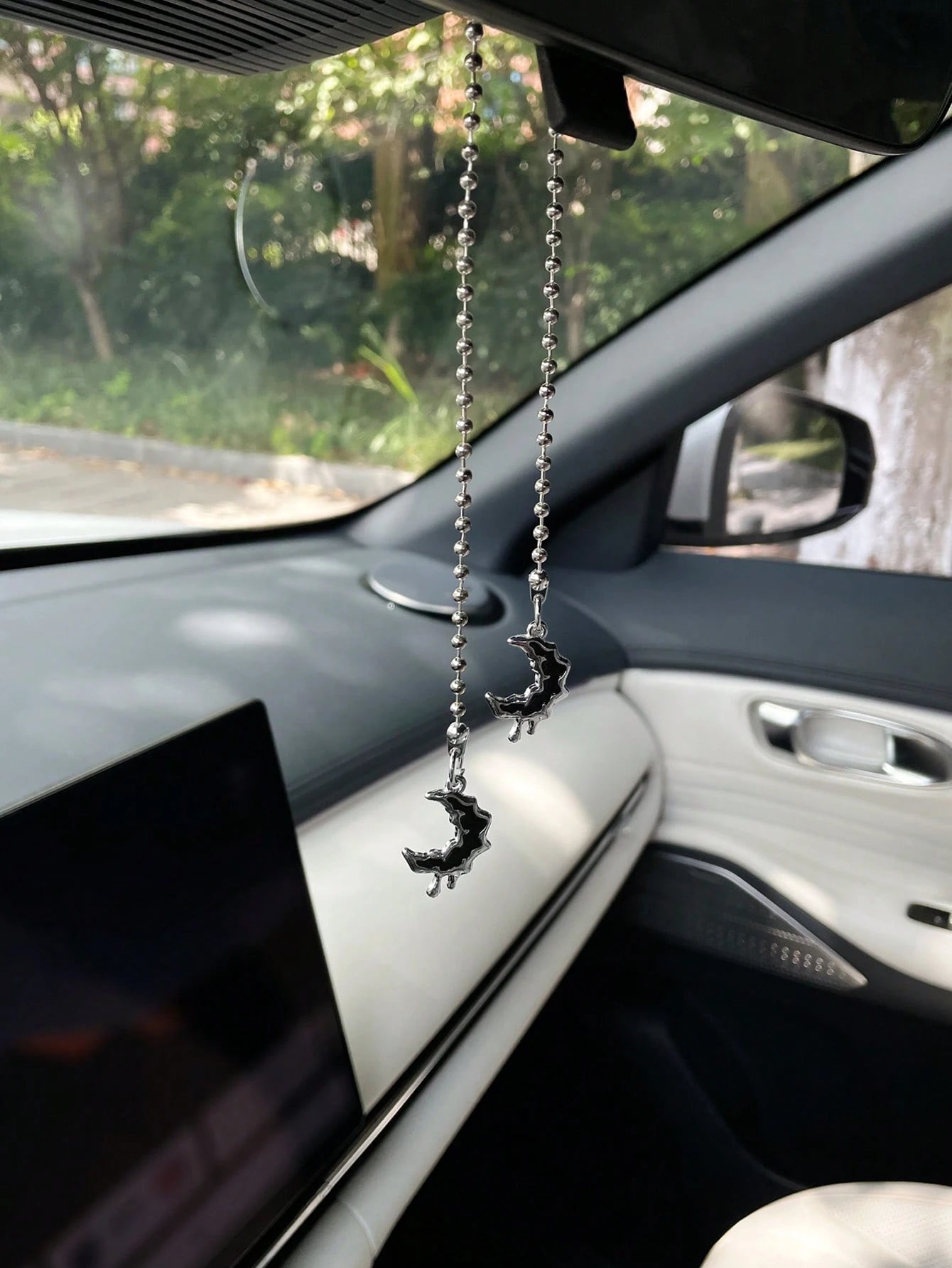 Star & Moon Car Hanging Ornament Creative Alloy Star Moon Car Interior Hanging Decor Car Decoration Pendant