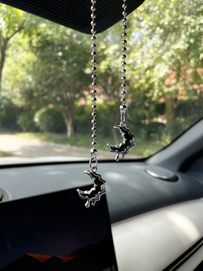 Star & Moon Car Hanging Ornament Creative Alloy Star Moon Car Interior Hanging Decor Car Decoration Pendant
