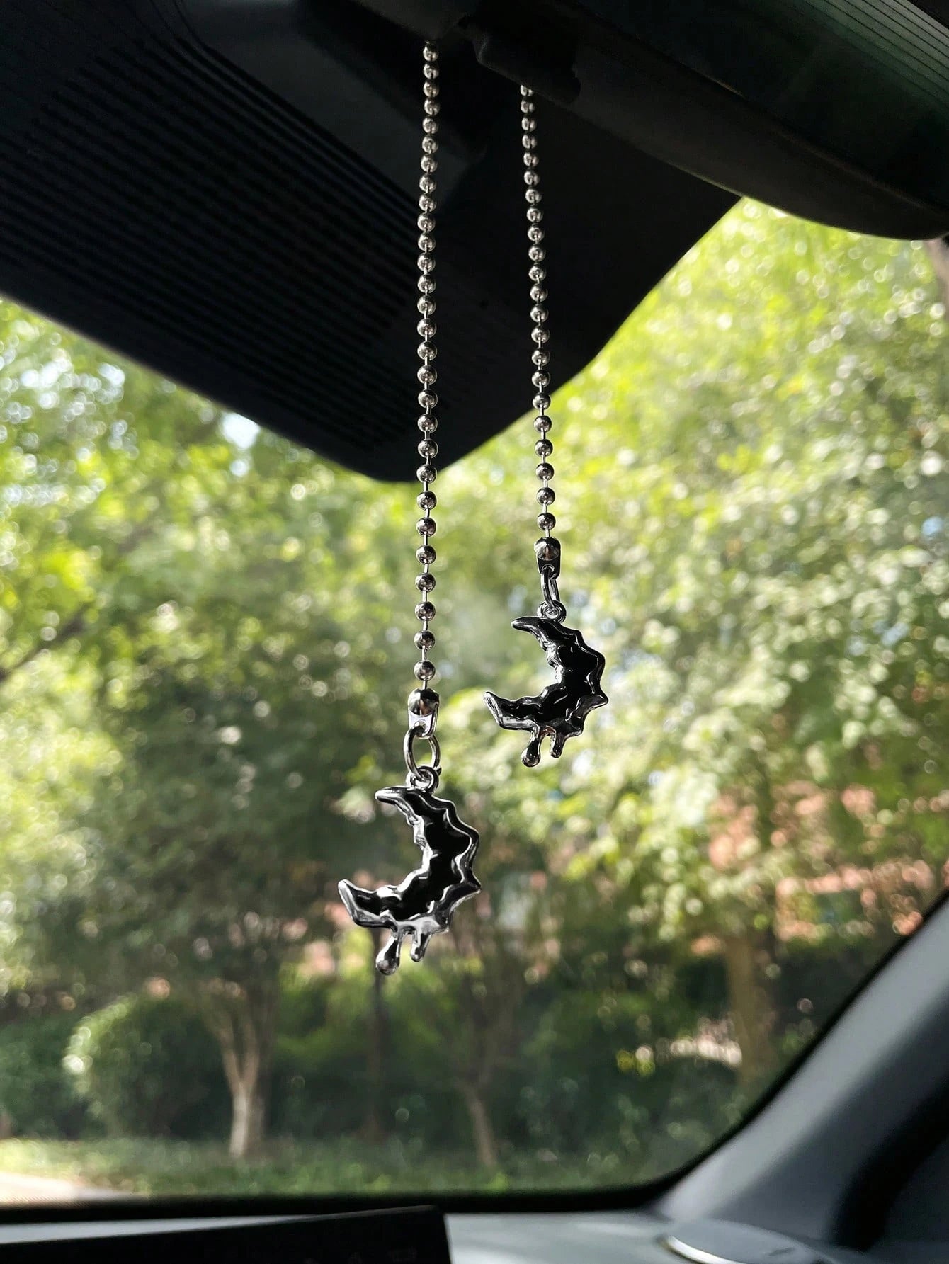 Star & Moon Car Hanging Ornament Creative Alloy Star Moon Car Interior Hanging Decor Car Decoration Pendant