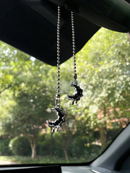 Star & Moon Car Hanging Ornament Creative Alloy Star Moon Car Interior Hanging Decor Car Decoration Pendant