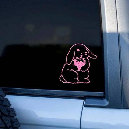 Strawberry Rabbit Bumper Sticker, Car Sticker, Car Decal, Vinyl Car Sticker