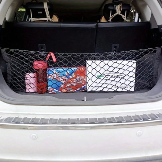 [Stretchable Net For Car Trunk] Stretchable Car Trunk Organizer Net With Hooks- Nylon Cargo Storage For Pickup Trucks, SUVs & Cars