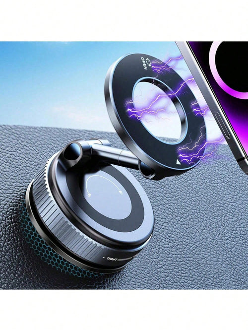 Strong Magnetic Leather Texture Car Phone Holder, 360° Rotating Suction Cup, UV-Resistant Epoxy Resin, Universal Dashboard Windshield Navigation Mount