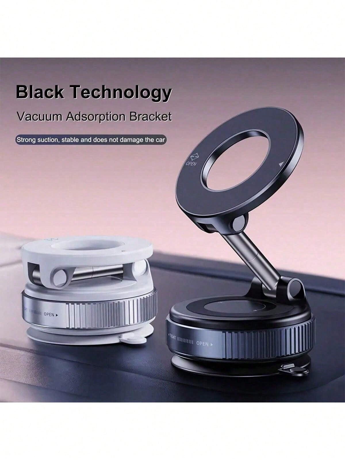 Strong Magnetic Leather Texture Car Phone Holder, 360° Rotating Suction Cup, UV-Resistant Epoxy Resin, Universal Dashboard Windshield Navigation Mount