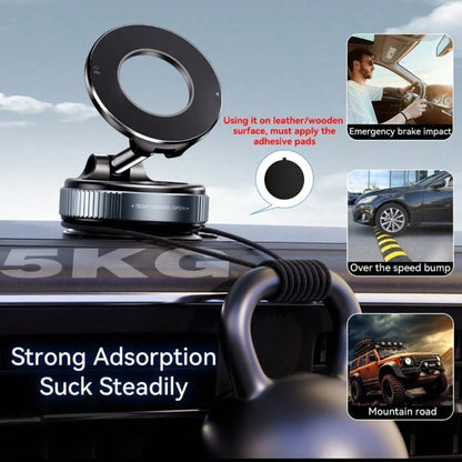 Strong Magnetic Leather Texture Car Phone Holder, 360° Rotating Suction Cup, UV-Resistant Epoxy Resin, Universal Dashboard Windshield Navigation Mount