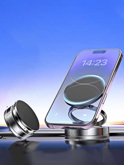 Strong Magnetic Leather Texture Car Phone Holder, 360° Rotating Suction Cup, UV-Resistant Epoxy Resin, Universal Dashboard Windshield Navigation Mount