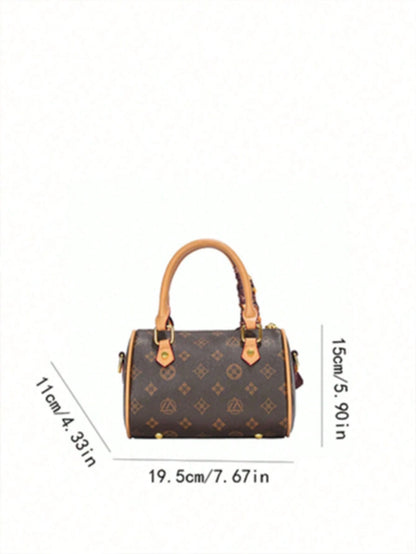 Stylish Coffee Apricot PU Women Bag With Detachable Strap & Pendant, Random Color Scarf, Perfect Gift For All Occasions