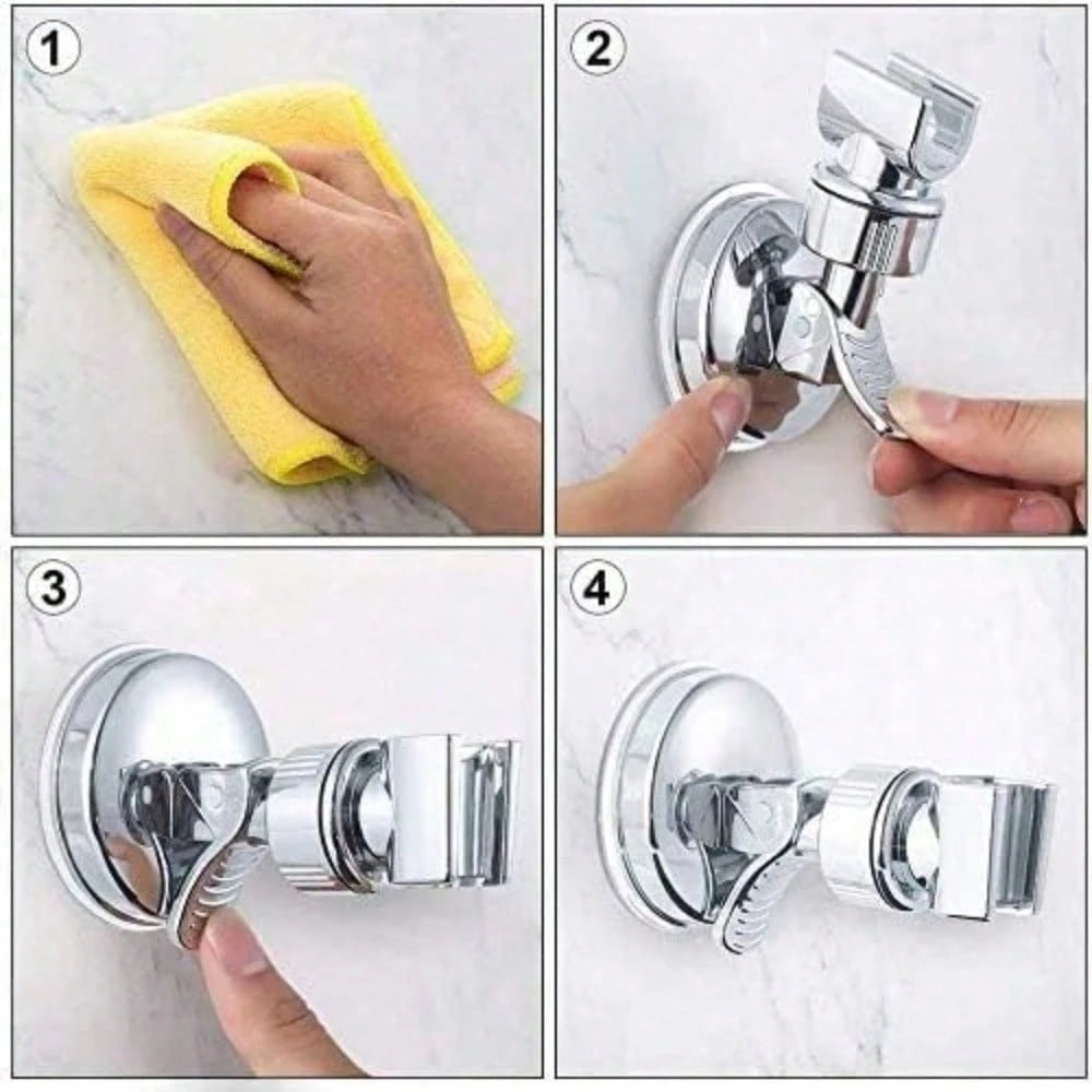 Suction Cup Shower Head Stand, Adjustable Height Stand Without Drilling, Bathroom, Shower, Toilet, Home, Rental House, Adsorption, Nail-Free, Hole-Free, Adjustable, Rotating, Lifting, Anti-Slip, Fixed