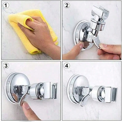 Suction Cup Shower Head Stand, Adjustable Height Stand Without Drilling, Bathroom, Shower, Toilet, Home, Rental House, Adsorption, Nail-Free, Hole-Free, Adjustable, Rotating, Lifting, Anti-Slip, Fixed