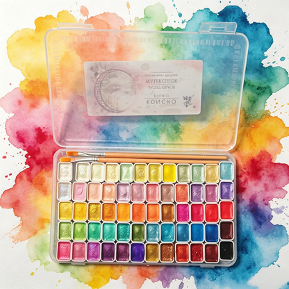 Suitable For Professional Artistic Use. 60-Color Solid Pearlescent Watercolor Set. Fine Texture, Even Coloring. Portable, Durable, Stylish. Ideal Gift For Doodling, Painting, And Daily DIY Projects.