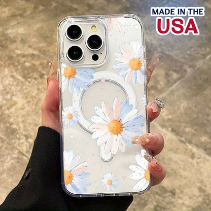 Sunset Daisy Pattern All Inclusive Charging Support Scratch Resistant Yellow Transparent For IPhone 16 Pro Max 15 Plus 14 13 12 11 XS Max Galaxy S25 Edge S24FE S23Plus S22 ULTRA + X Phone Case Case Gi