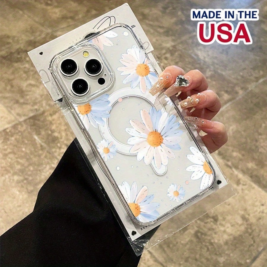 Sunset Daisy Pattern All Inclusive Charging Support Scratch Resistant Yellow Transparent For IPhone 16 Pro Max 15 Plus 14 13 12 11 XS Max Galaxy S25 Edge S24FE S23Plus S22 ULTRA + X Phone Case Case Gi