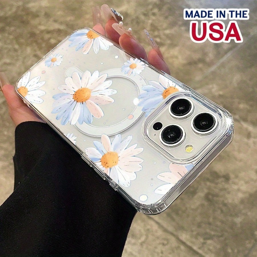 Sunset Daisy Pattern All Inclusive Charging Support Scratch Resistant Yellow Transparent For IPhone 16 Pro Max 15 Plus 14 13 12 11 XS Max Galaxy S25 Edge S24FE S23Plus S22 ULTRA + X Phone Case Case Gi