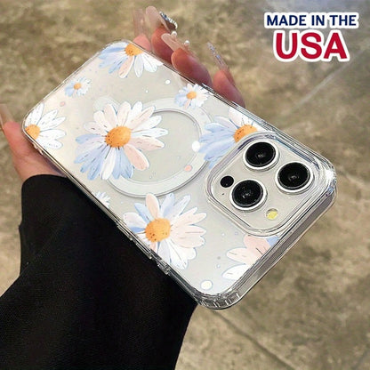 Sunset Daisy Pattern All Inclusive Charging Support Scratch Resistant Yellow Transparent For IPhone 16 Pro Max 15 Plus 14 13 12 11 XS Max Galaxy S25 Edge S24FE S23Plus S22 ULTRA + X Phone Case Case Gi