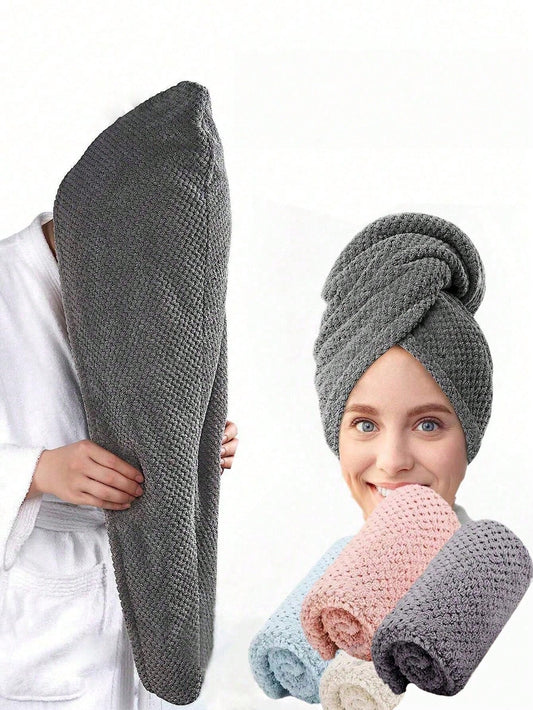 Super Soft Microfiber Towel, Quick Dry & Highly Absorbent, Suitable For Women And Girls, Gentle Care For Curly Or Damaged Hair, Solid Color Bath Accessory (1pc/4pcs Set), Hat, Shower Cap, Hair Salon H