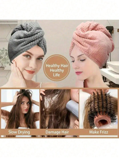 Super Soft Microfiber Towel, Quick Dry & Highly Absorbent, Suitable For Women And Girls, Gentle Care For Curly Or Damaged Hair, Solid Color Bath Accessory (1pc/4pcs Set), Hat, Shower Cap, Hair Salon H