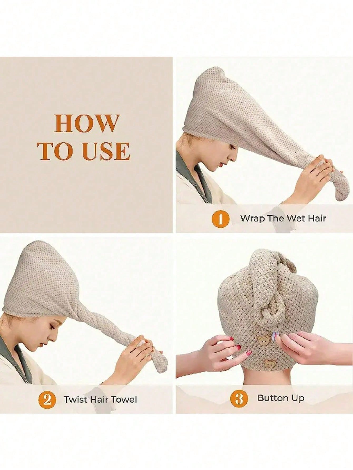Super Soft Microfiber Towel, Quick Dry & Highly Absorbent, Suitable For Women And Girls, Gentle Care For Curly Or Damaged Hair, Solid Color Bath Accessory (1pc/4pcs Set), Hat, Shower Cap, Hair Salon H