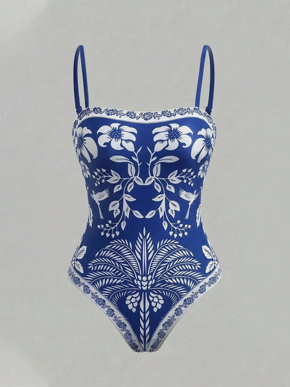 Swim Oasis Women's Floral Print One-Piece Swimsuit And Shorts, Suitable For Beach Vacation, Pool Party, Beach Party
