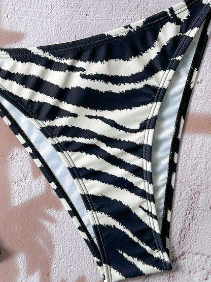 Swim Vcay Women's Zebra Print Swimwear Set For Summer Beach Vacation