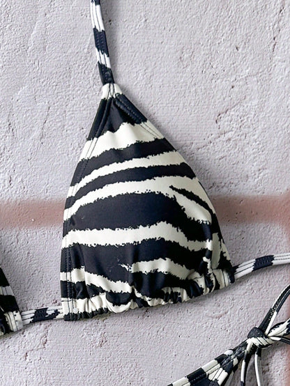Swim Vcay Women's Zebra Print Swimwear Set For Summer Beach Vacation