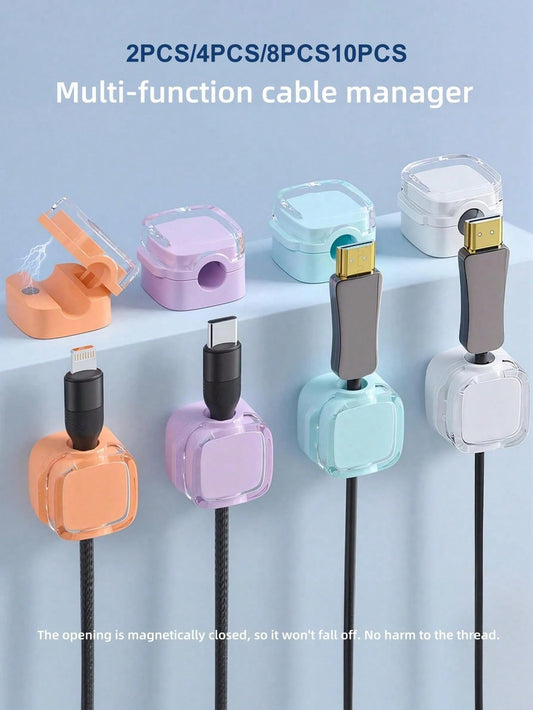 Tangle Free Magnetic Buckle [10pcs/8pcs/4pcs/2pcs] Magnetic Cable Clips Self Adhesive Cable Organizer, Suitable For Desk/Car/Office Made Of Rubber, Can Organize USB/Power Cords Cable Holder For Home