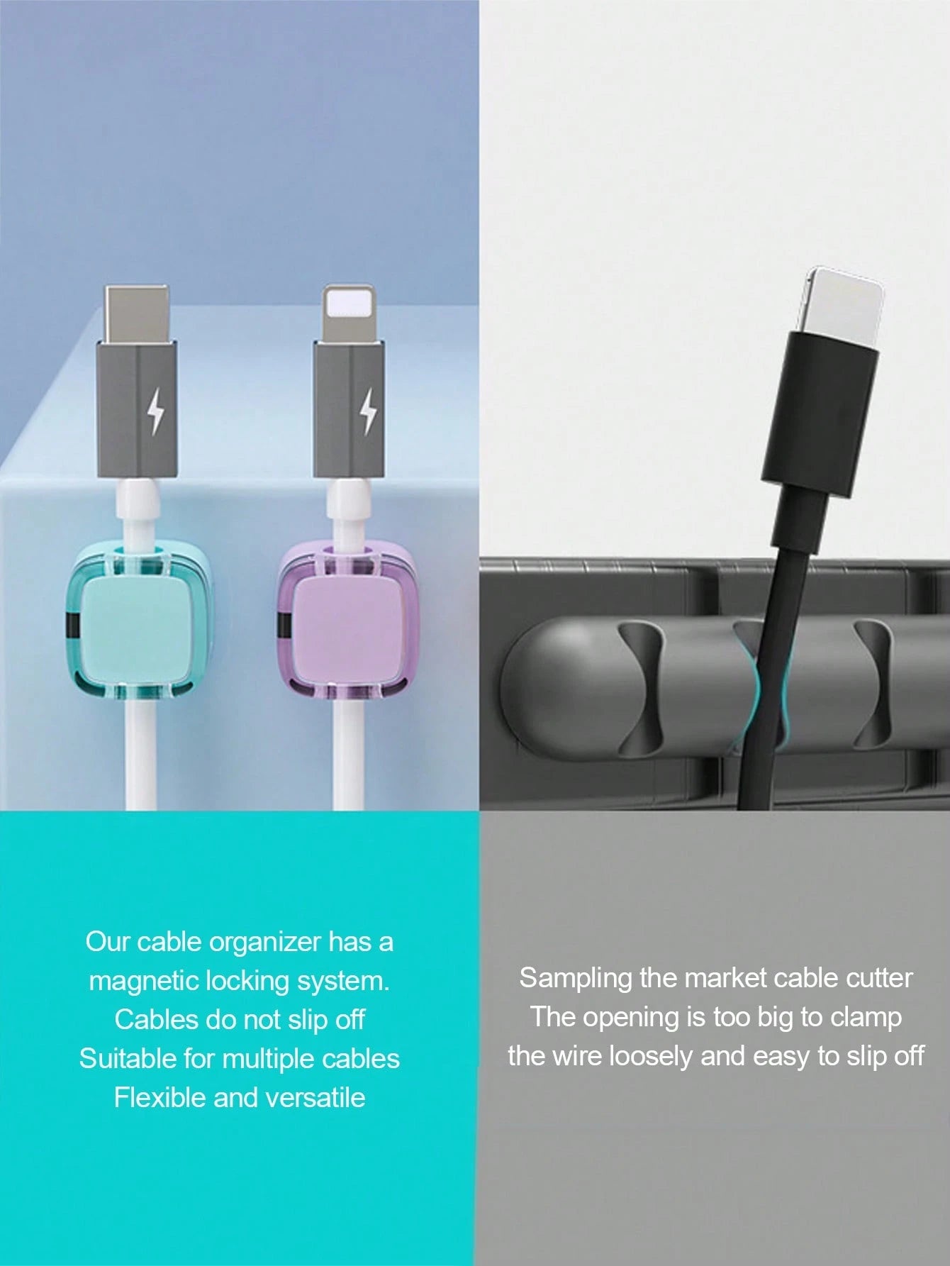 Tangle Free Magnetic Buckle [10pcs/8pcs/4pcs/2pcs] Magnetic Cable Clips Self Adhesive Cable Organizer, Suitable For Desk/Car/Office Made Of Rubber, Can Organize USB/Power Cords Cable Holder For Home