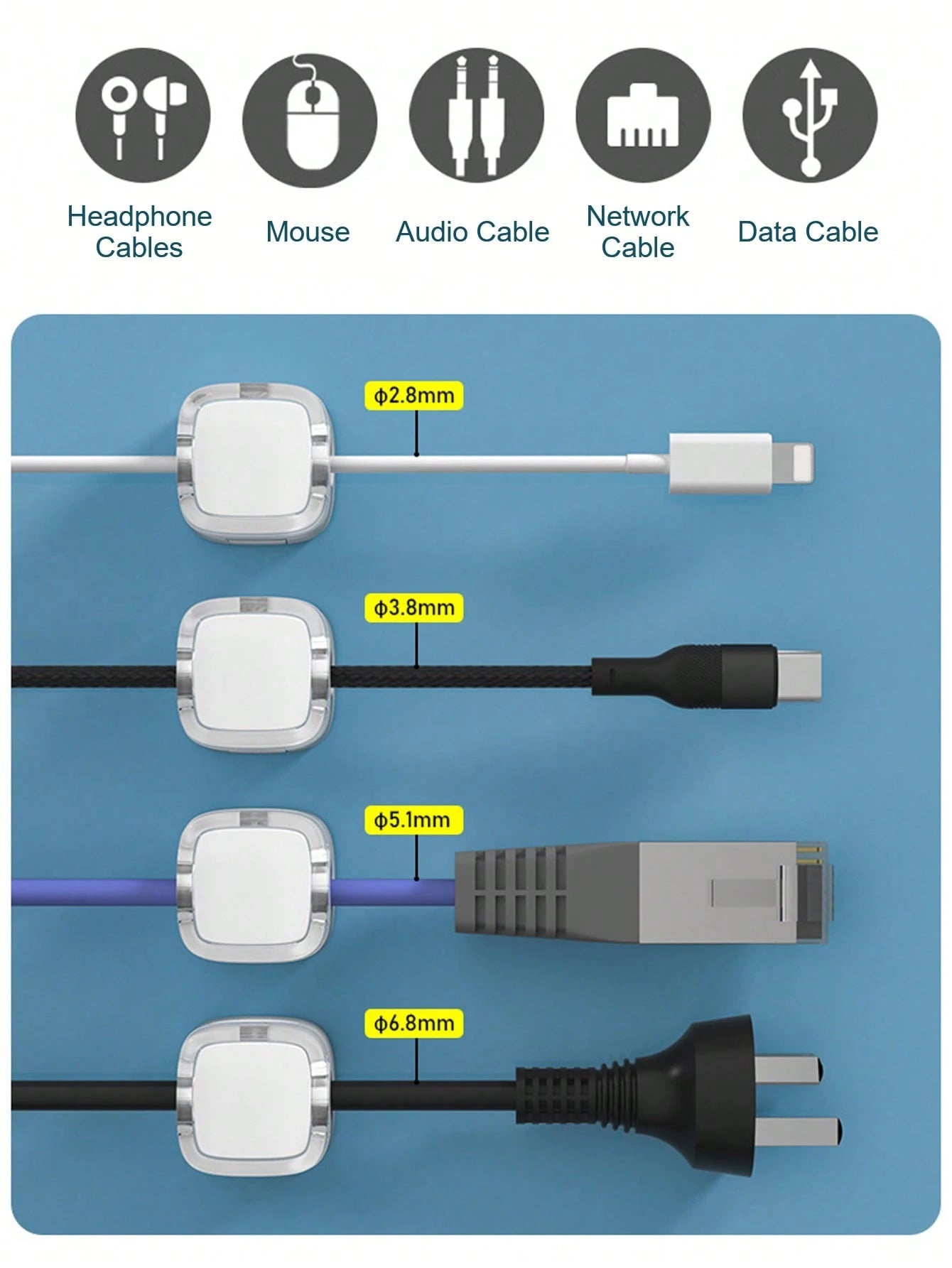 Tangle Free Magnetic Buckle [10pcs/8pcs/4pcs/2pcs] Magnetic Cable Clips Self Adhesive Cable Organizer, Suitable For Desk/Car/Office Made Of Rubber, Can Organize USB/Power Cords Cable Holder For Home