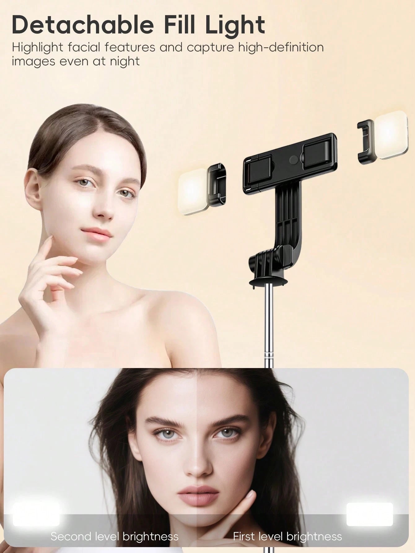 This Latest Model 170cm/69in Bluetooth Remote Control Selfie Stick With Phone Holder And LED Fill Light Is Made Of Alloy Material. It Is Suitable For Video Shooting, Life Recording And Travel. It Is A