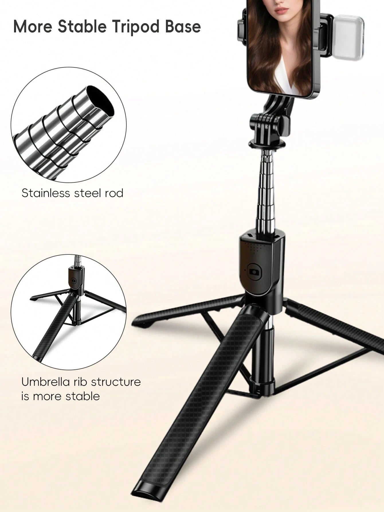This Latest Model 170cm/69in Bluetooth Remote Control Selfie Stick With Phone Holder And LED Fill Light Is Made Of Alloy Material. It Is Suitable For Video Shooting, Life Recording And Travel. It Is A