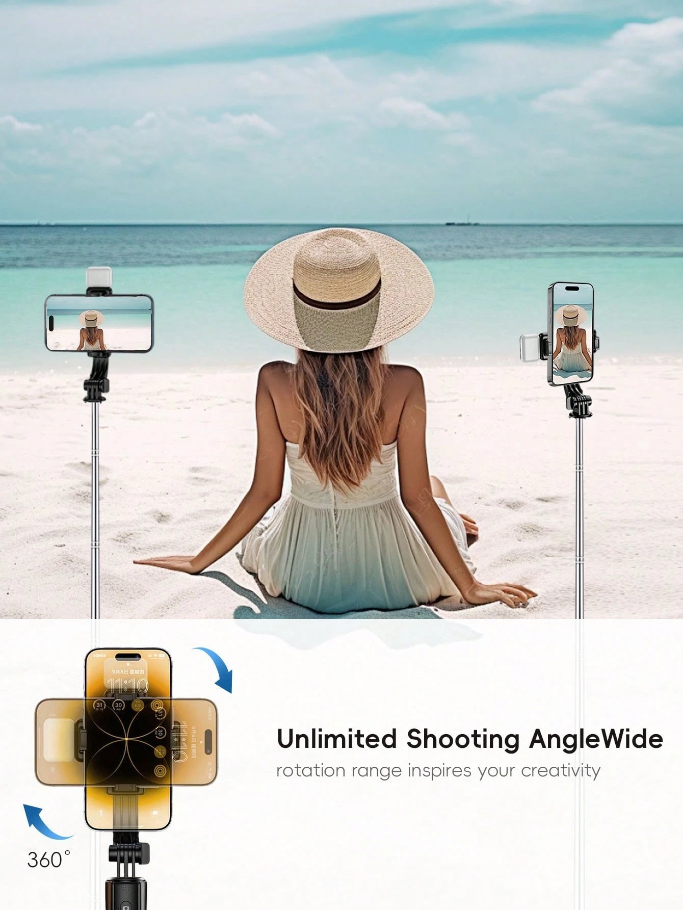 This Latest Model 170cm/69in Bluetooth Remote Control Selfie Stick With Phone Holder And LED Fill Light Is Made Of Alloy Material. It Is Suitable For Video Shooting, Life Recording And Travel. It Is A