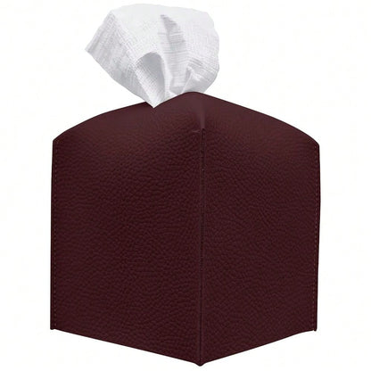 Tissue Box Cover, [Refined] Modern PU Leather Square Tissue Box Holder- Decorative Holder/Organizer For Bathroom Vanity Countertop, Ni