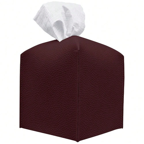 Tissue Box Cover, [Refined] Modern PU Leather Square Tissue Box Holder- Decorative Holder/Organizer For Bathroom Vanity Countertop, Ni