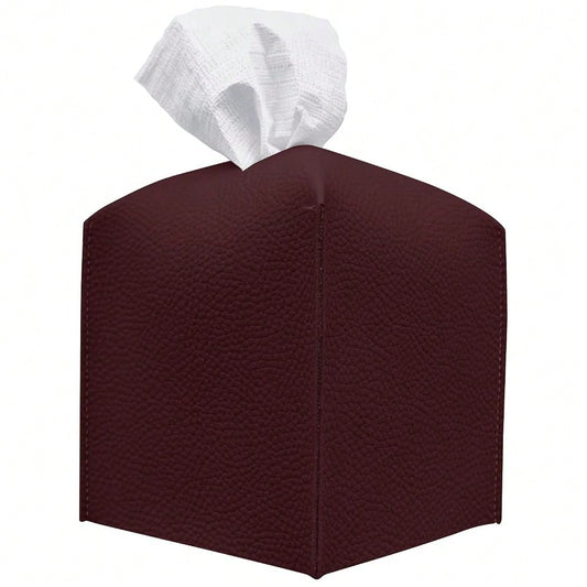 Tissue Box Cover, [Refined] Modern PU Leather Square Tissue Box Holder- Decorative Holder/Organizer For Bathroom Vanity Countertop, Ni