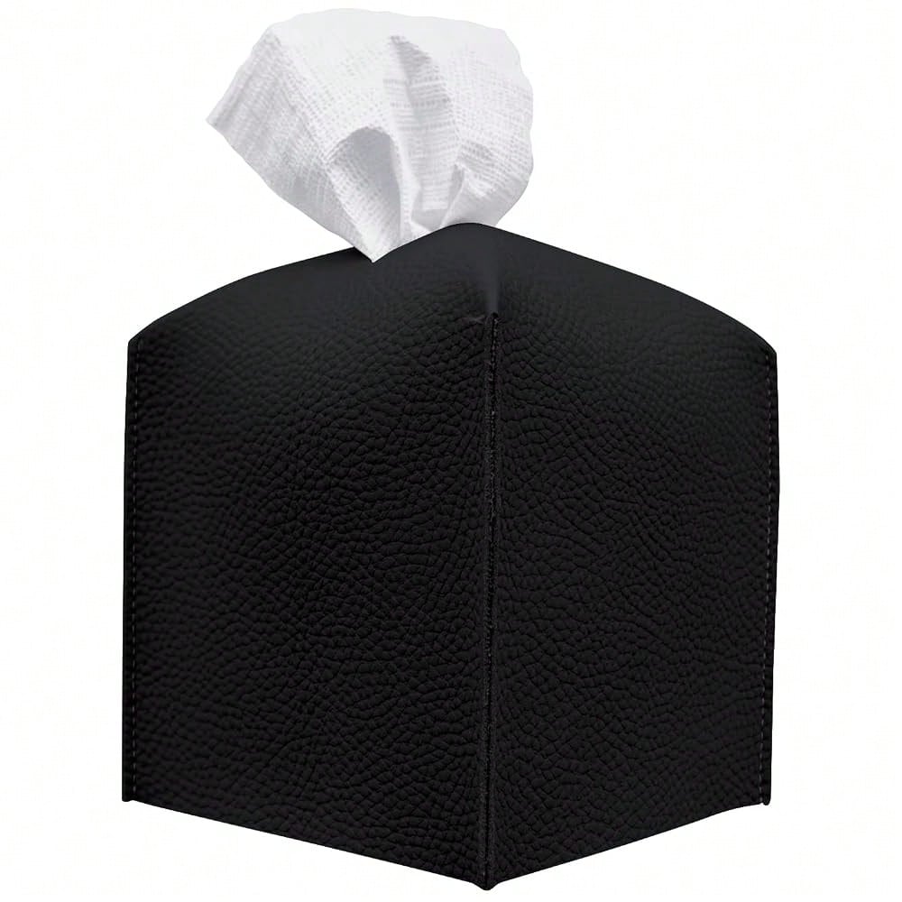 Tissue Box Cover, [Refined] Modern PU Leather Square Tissue Box Holder- Decorative Holder/Organizer For Bathroom Vanity Countertop, Ni