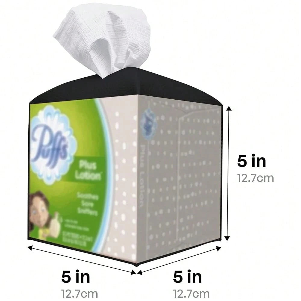 Tissue Box Cover, [Refined] Modern PU Leather Square Tissue Box Holder- Decorative Holder/Organizer For Bathroom Vanity Countertop, Ni