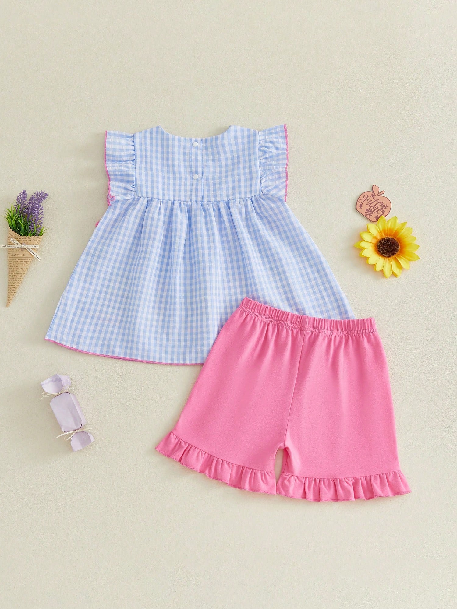 Toddler Girl Back To School Outfit Baby Kids Pencil Plaid T-Shirt Shorts Set Kindergarten Pre-K Outfits