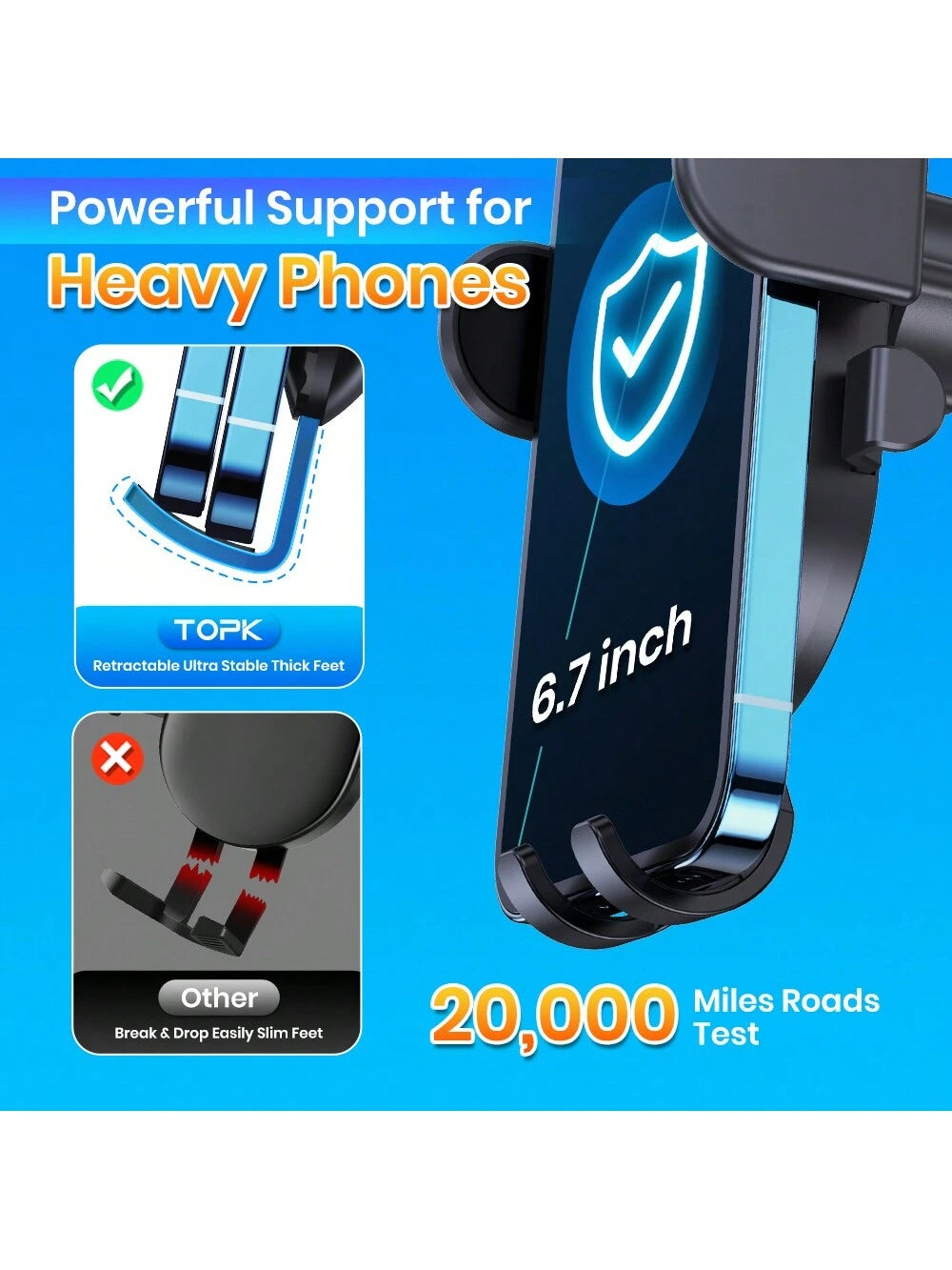 TOPK Car Phone Holder Mount, [Upgrade Auto Locking] Universal Phone Holder With Hook Clip For Car Air Vent Compatible With IPhone Android And Other Mobile Phones