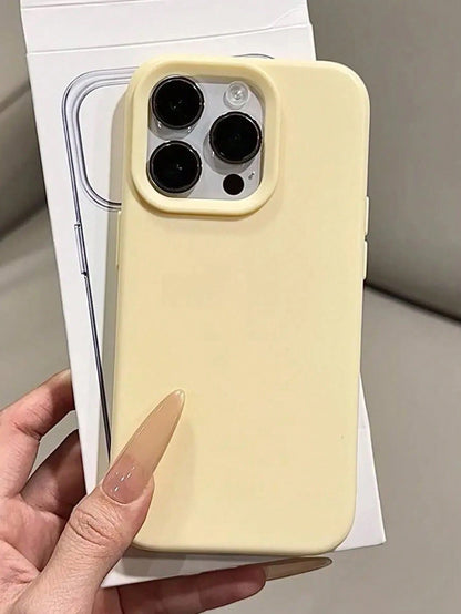 TPU Solid Color High-Quality Yellow Phone Case, Latest Compatible With 17/Air/17 Pro/17 Pro Max, Also Fits 16, 15, 14, 13, 12, 11 Pro Max, Skin-Friendly Texture, Pastel Yellow Phone Case Gift Business